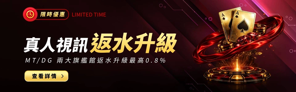 真人視訊返水升級活動主視覺
